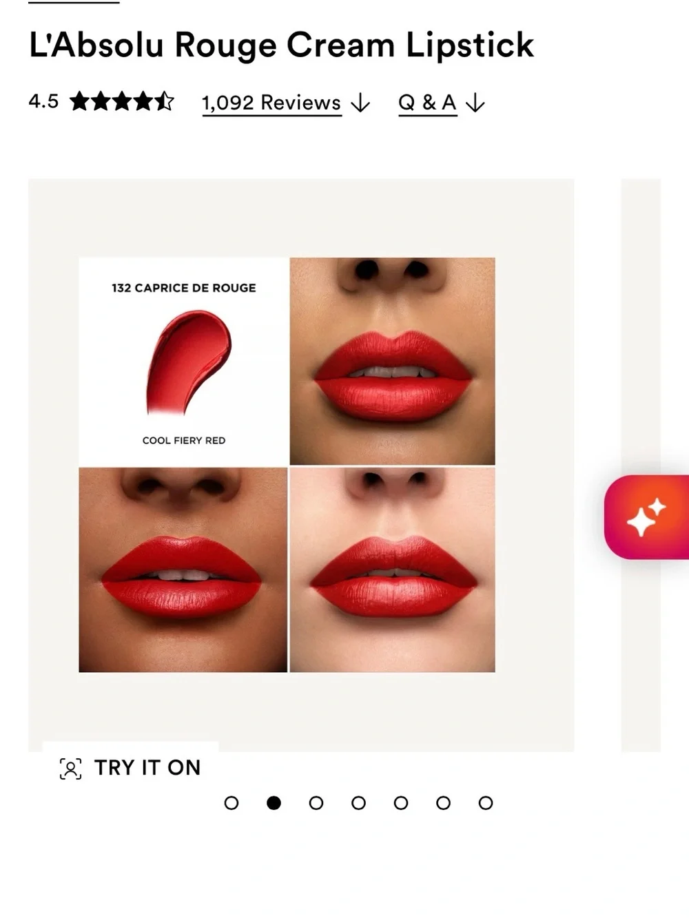 Lancôme L'Absolu Rouge Cream Lipstick — Caprice de Rouge (132) - Deep Red